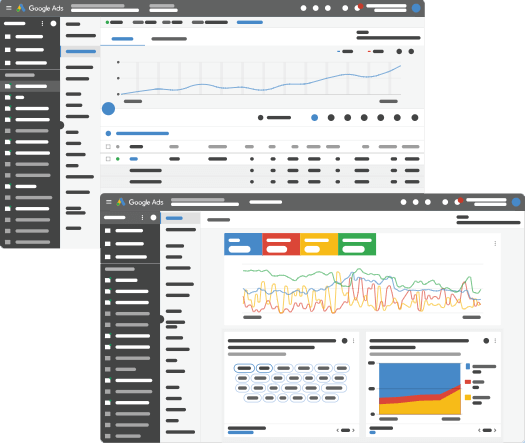 A screenshot of the Google Ads interface assessing cost, conversions, clicks and other data